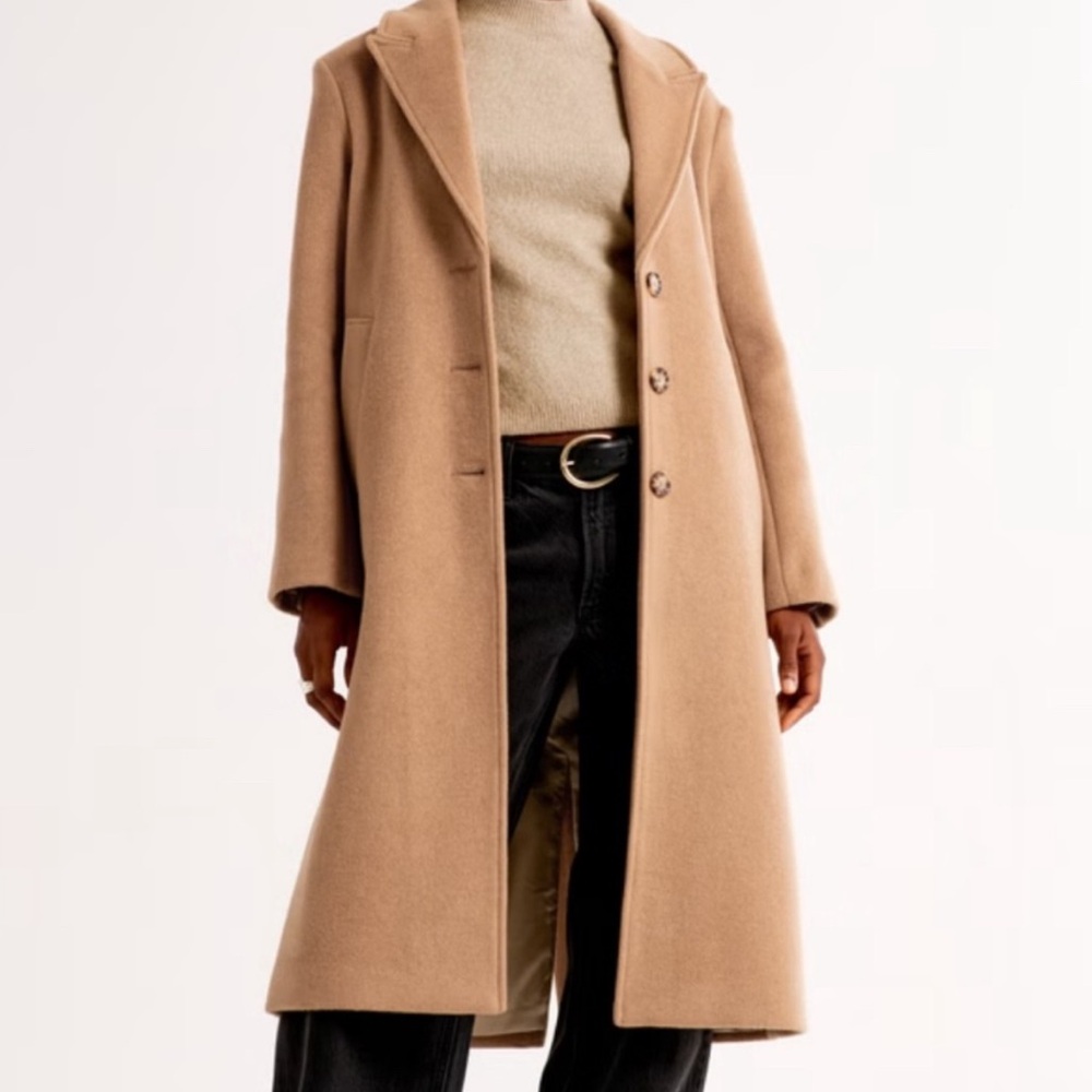 Abercrombie & Fitch Wool Tailored Long Dad Coat